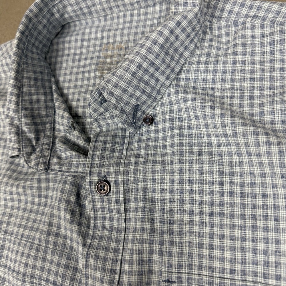 Huk Mens Short Sleeve Performance Fishing Shirt Size Large Blue Vented Plaid - Picture 4 of 9